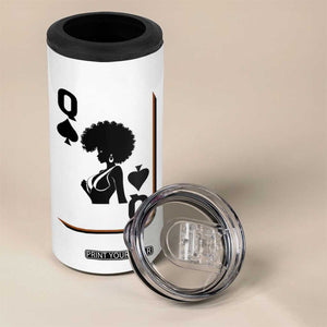 Black Queen 4 in 1 Can Cooler Tumbler Black History Month Afro Woman Poker Card Games TS10 Print Your Wear