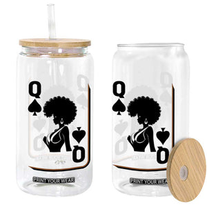 Black Queen Glass Can Black History Month Afro Woman Poker Card Games TS10 Print Your Wear