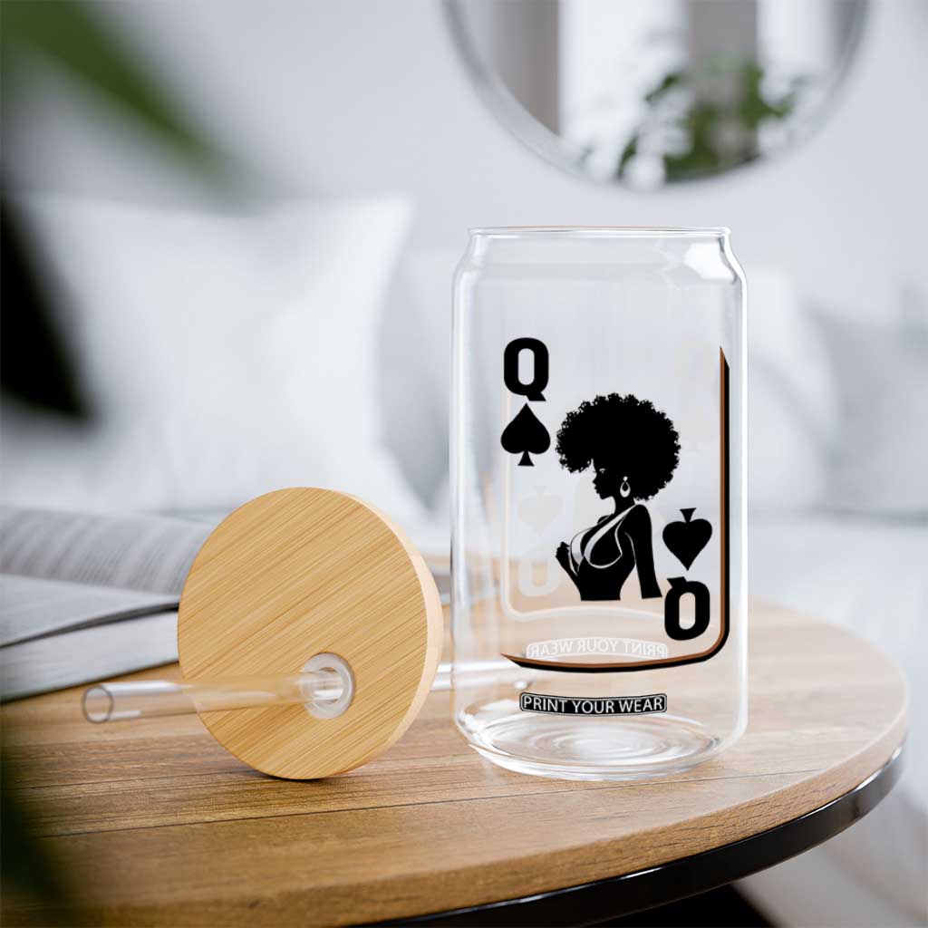Black Queen Glass Can Black History Month Afro Woman Poker Card Games TS10 Print Your Wear