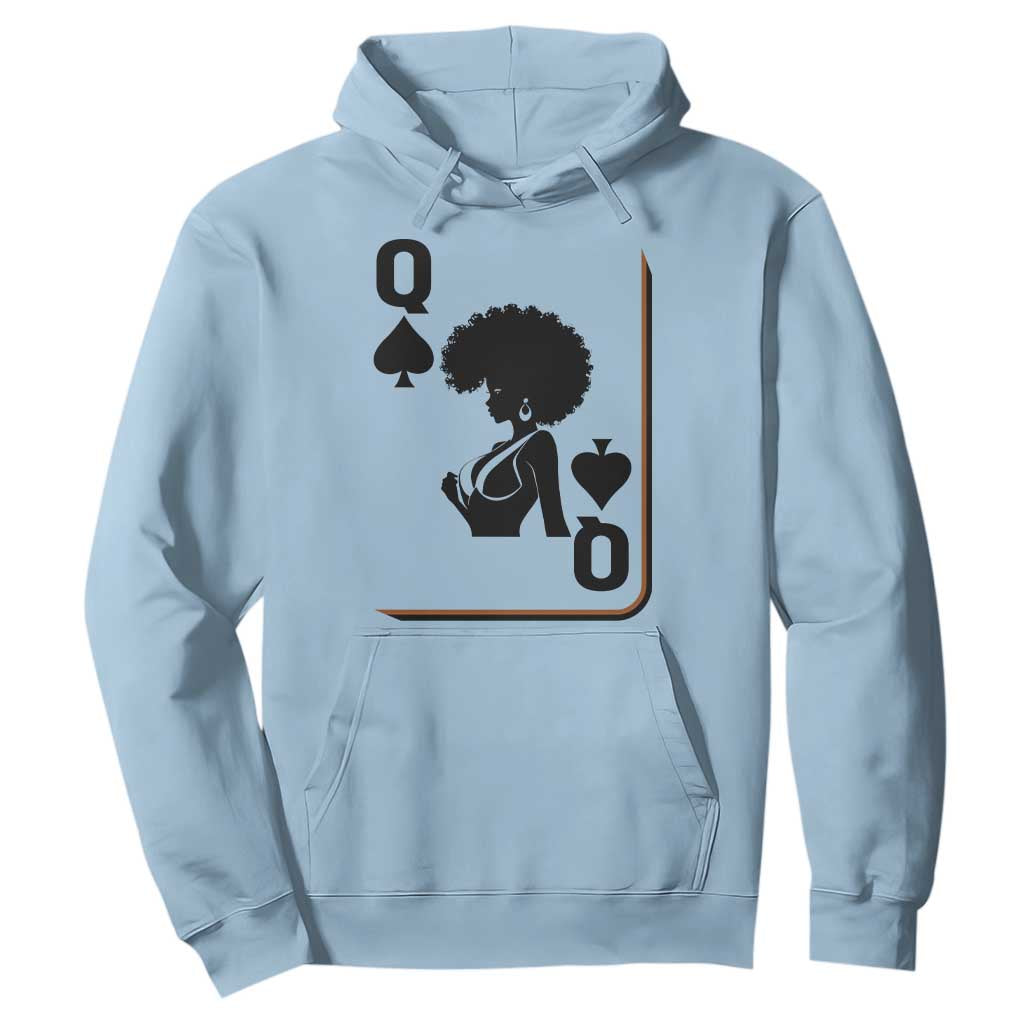 Black Queen Hoodie Black History Month Afro Woman Poker Card Games TS10 Light Blue Print Your Wear