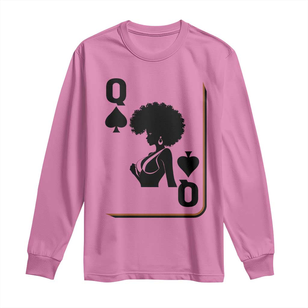 Black Queen Long Sleeve Shirt Black History Month Afro Woman Poker Card Games TS10 Azalea Print Your Wear