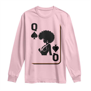 Black Queen Long Sleeve Shirt Black History Month Afro Woman Poker Card Games TS10 Light Pink Print Your Wear