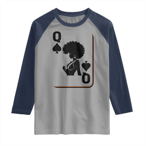 Black Queen Raglan Shirt Black History Month Afro Woman Poker Card Games TS10 Sport Gray Navy Print Your Wear