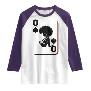 Black Queen Raglan Shirt Black History Month Afro Woman Poker Card Games TS10 White Purple Print Your Wear