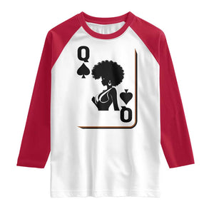 Black Queen Raglan Shirt Black History Month Afro Woman Poker Card Games TS10 White Red Print Your Wear