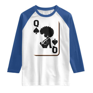 Black Queen Raglan Shirt Black History Month Afro Woman Poker Card Games TS10 White Royal Print Your Wear