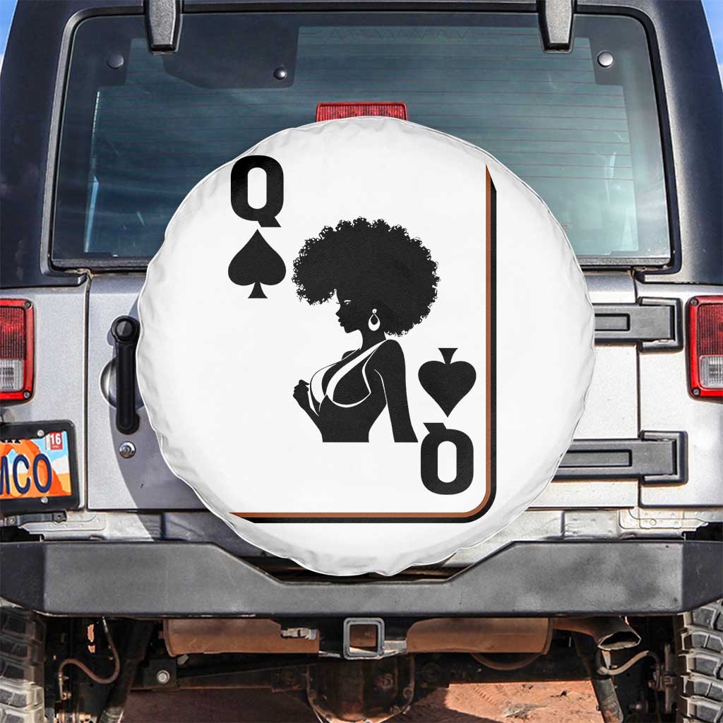 Black Queen Spare Tire Cover Black History Month Afro Woman Poker Card Games TS10 No hole White Print Your Wear