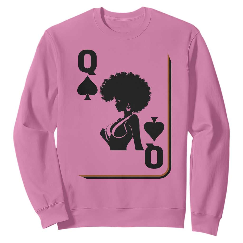 Black Queen Sweatshirt Black History Month Afro Woman Poker Card Games TS10 Azalea Print Your Wear