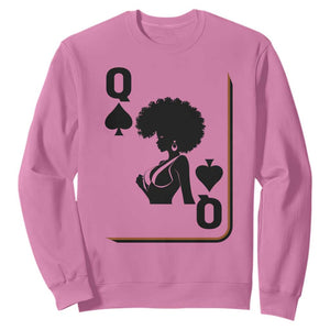 Black Queen Sweatshirt Black History Month Afro Woman Poker Card Games TS10 Azalea Print Your Wear