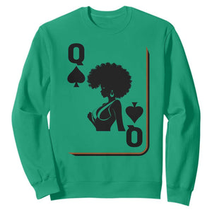 Black Queen Sweatshirt Black History Month Afro Woman Poker Card Games TS10 Irish Green Print Your Wear