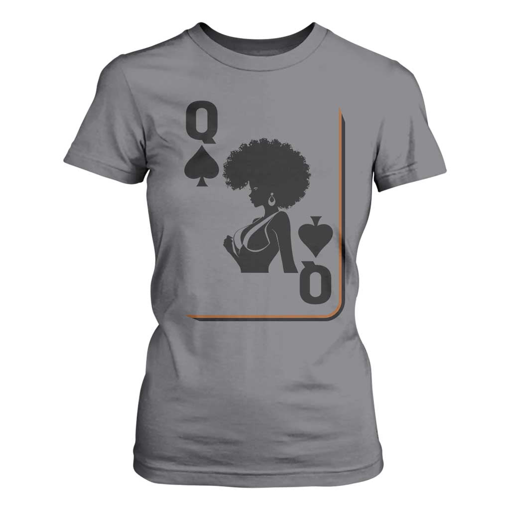 Black Queen T Shirt For Women Black History Month Afro Woman Poker Card Games TS10 Charcoal Print Your Wear