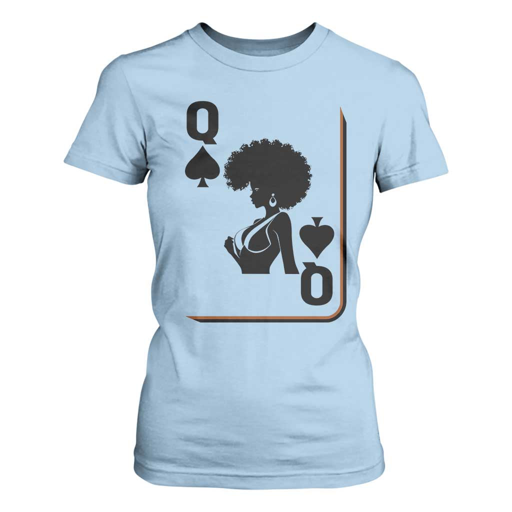 Black Queen T Shirt For Women Black History Month Afro Woman Poker Card Games TS10 Light Blue Print Your Wear
