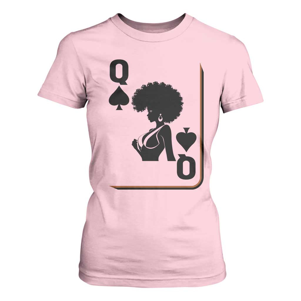 Black Queen T Shirt For Women Black History Month Afro Woman Poker Card Games TS10 Light Pink Print Your Wear