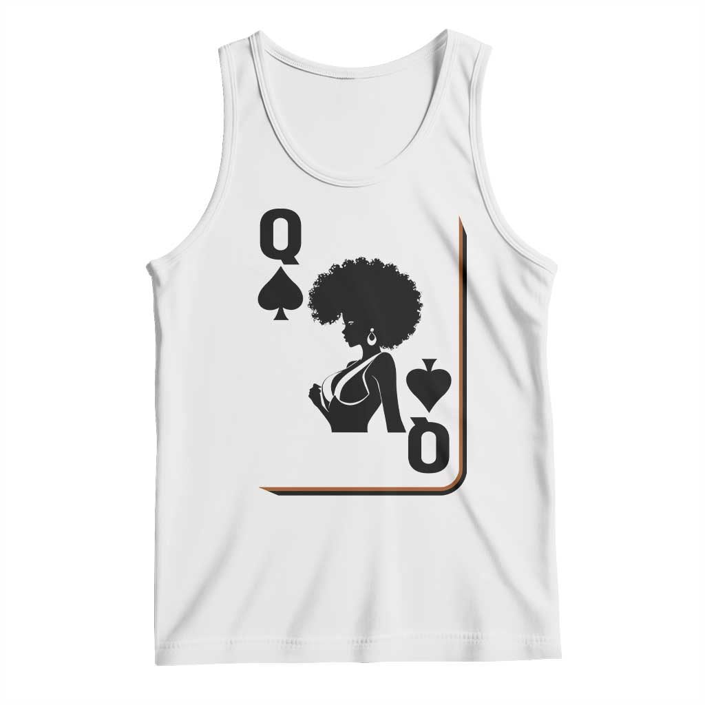 Black Queen Tank Top Black History Month Afro Woman Poker Card Games TS10 White Print Your Wear