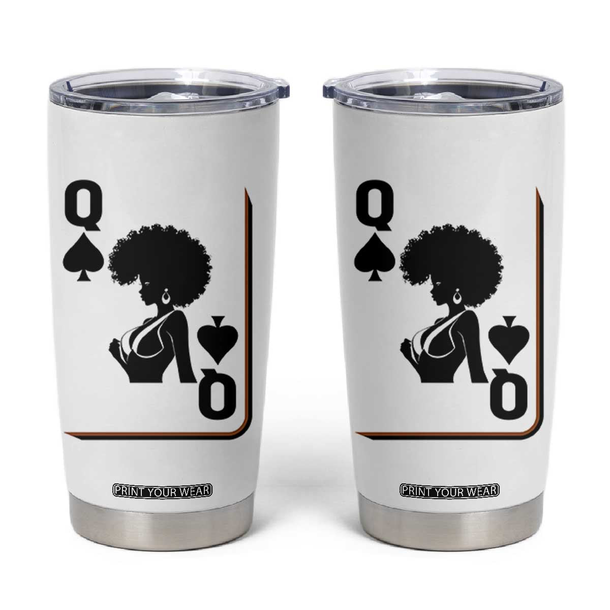 Black Queen Tumbler Cup Black History Month Afro Woman Poker Card Games TS10 White Print Your Wear