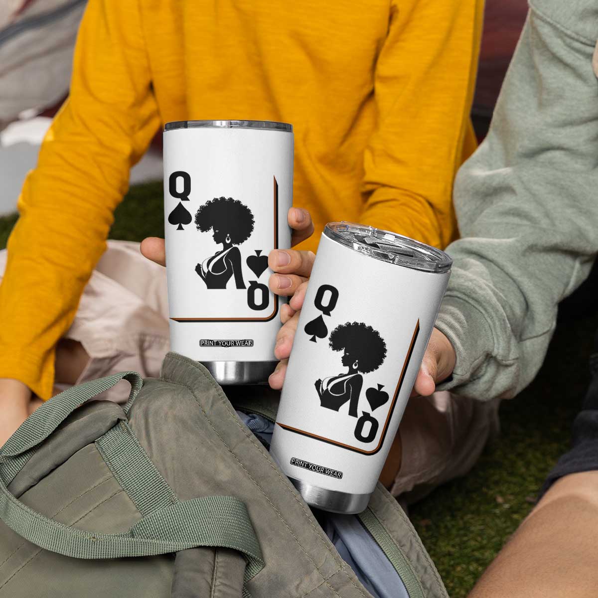 Black Queen Tumbler Cup Black History Month Afro Woman Poker Card Games TS10 Print Your Wear