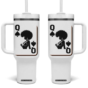 Black Queen Tumbler With Handle Black History Month Afro Woman Poker Card Games TS10 One Size: 40 oz White Print Your Wear