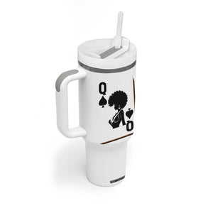 Black Queen Tumbler With Handle Black History Month Afro Woman Poker Card Games TS10 Print Your Wear