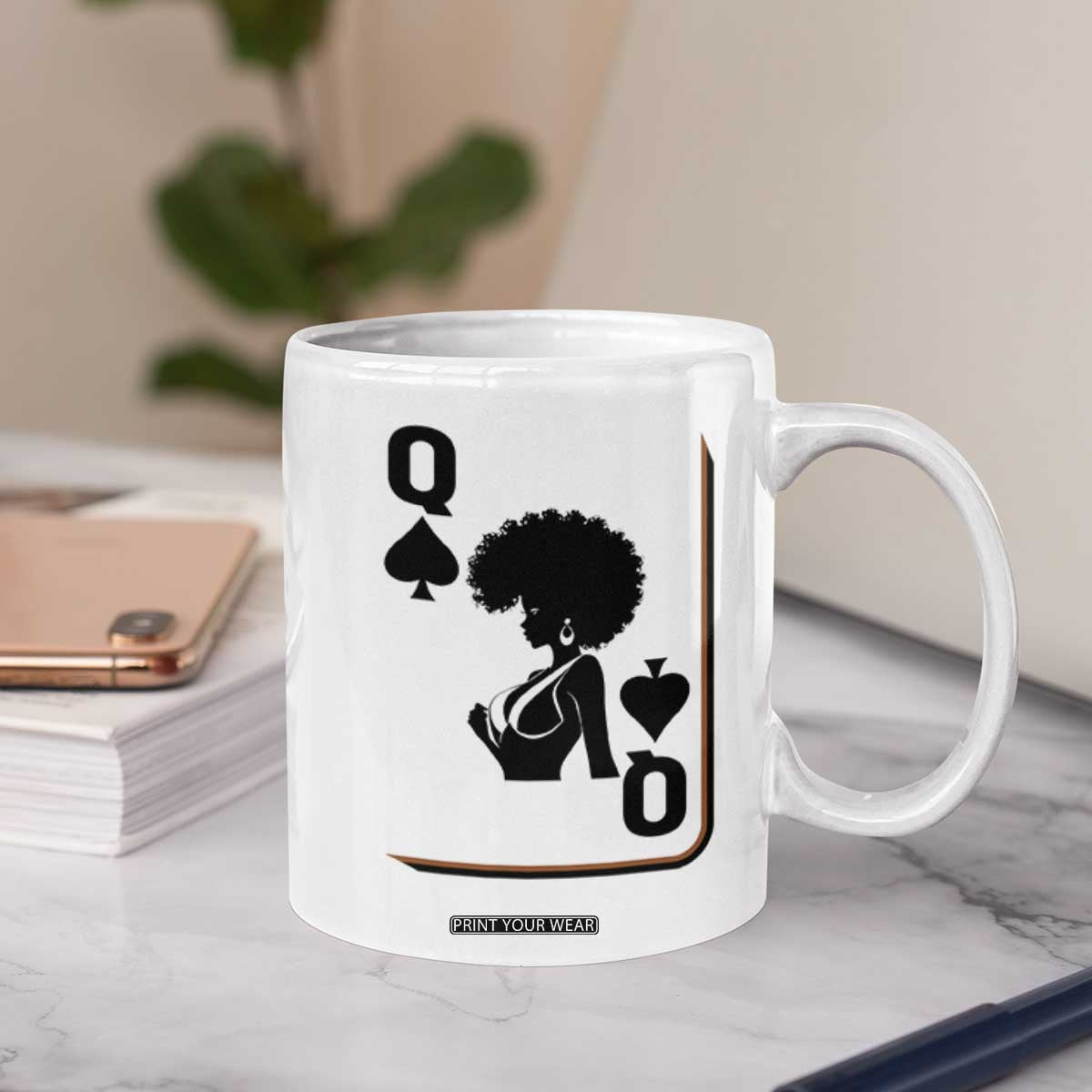 Black Queen Coffee Mug Black History Month Afro Woman Poker Card Games TS10 Print Your Wear