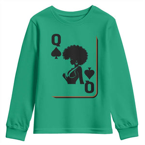 Black Queen Youth Sweatshirt Black History Month Afro Woman Poker Card Games TS10 Irish Green Print Your Wear