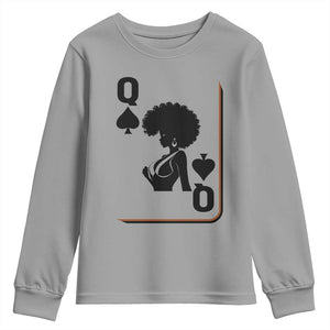 Black Queen Youth Sweatshirt Black History Month Afro Woman Poker Card Games TS10 Sport Gray Print Your Wear