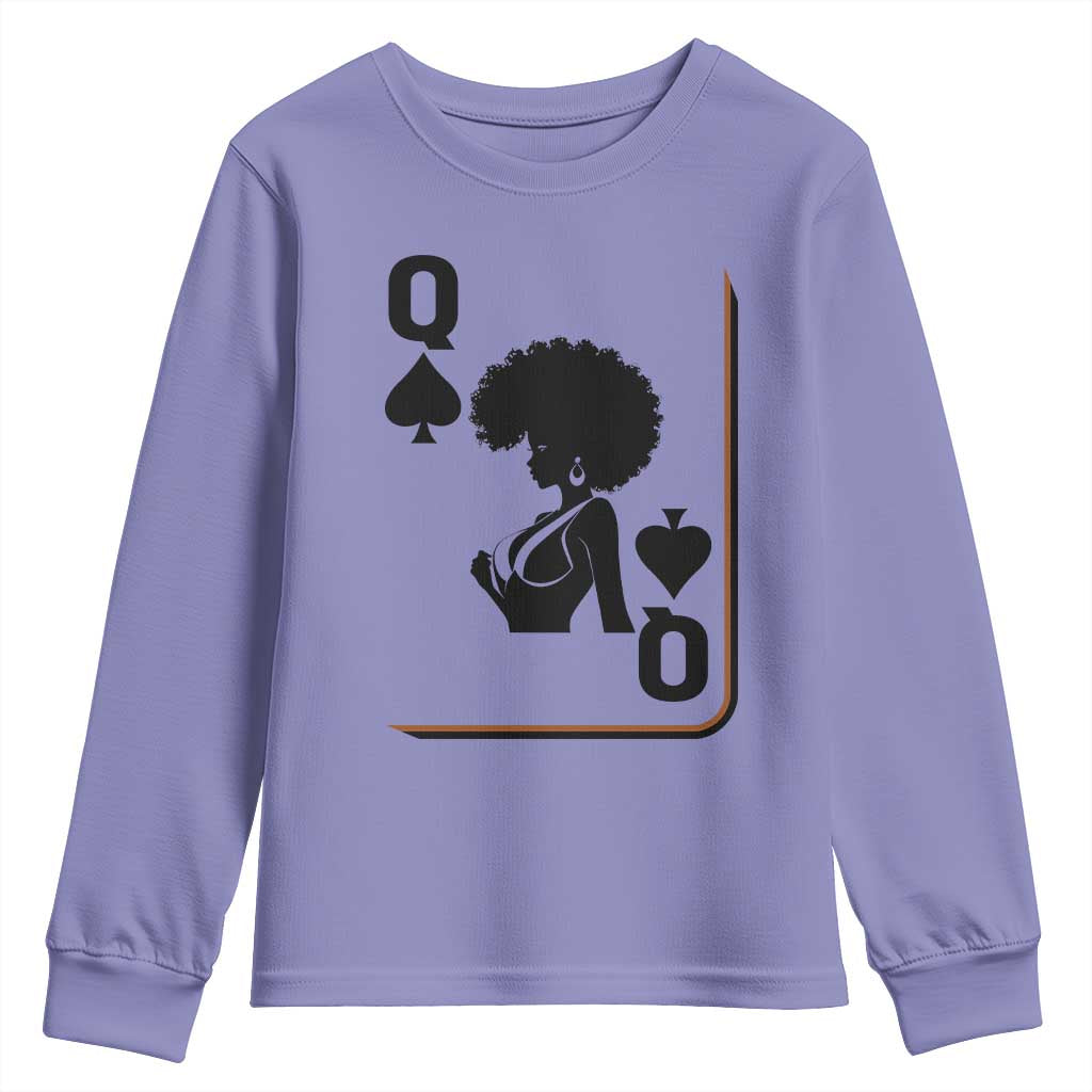 Black Queen Youth Sweatshirt Black History Month Afro Woman Poker Card Games TS10 Violet Print Your Wear