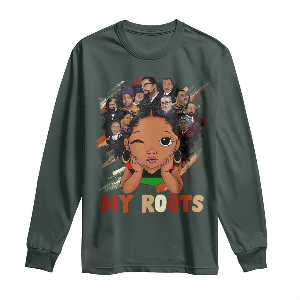 Black African Girl Long Sleeve Shirt Black History Month Juneteenth Gift Afro Empowerment TS10 Dark Forest Green Print Your Wear