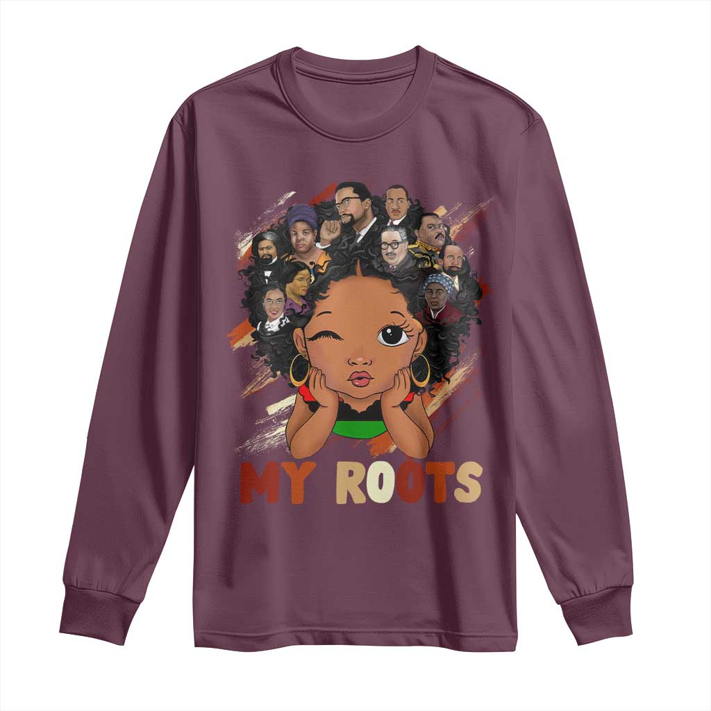 Black African Girl Long Sleeve Shirt Black History Month Juneteenth Gift Afro Empowerment TS10 Maroon Print Your Wear