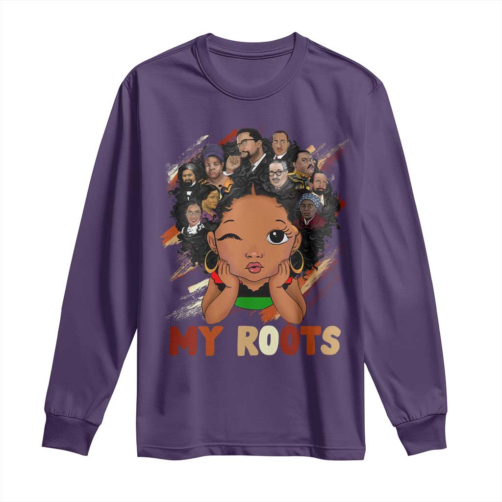 Black African Girl Long Sleeve Shirt Black History Month Juneteenth Gift Afro Empowerment TS10 Purple Print Your Wear