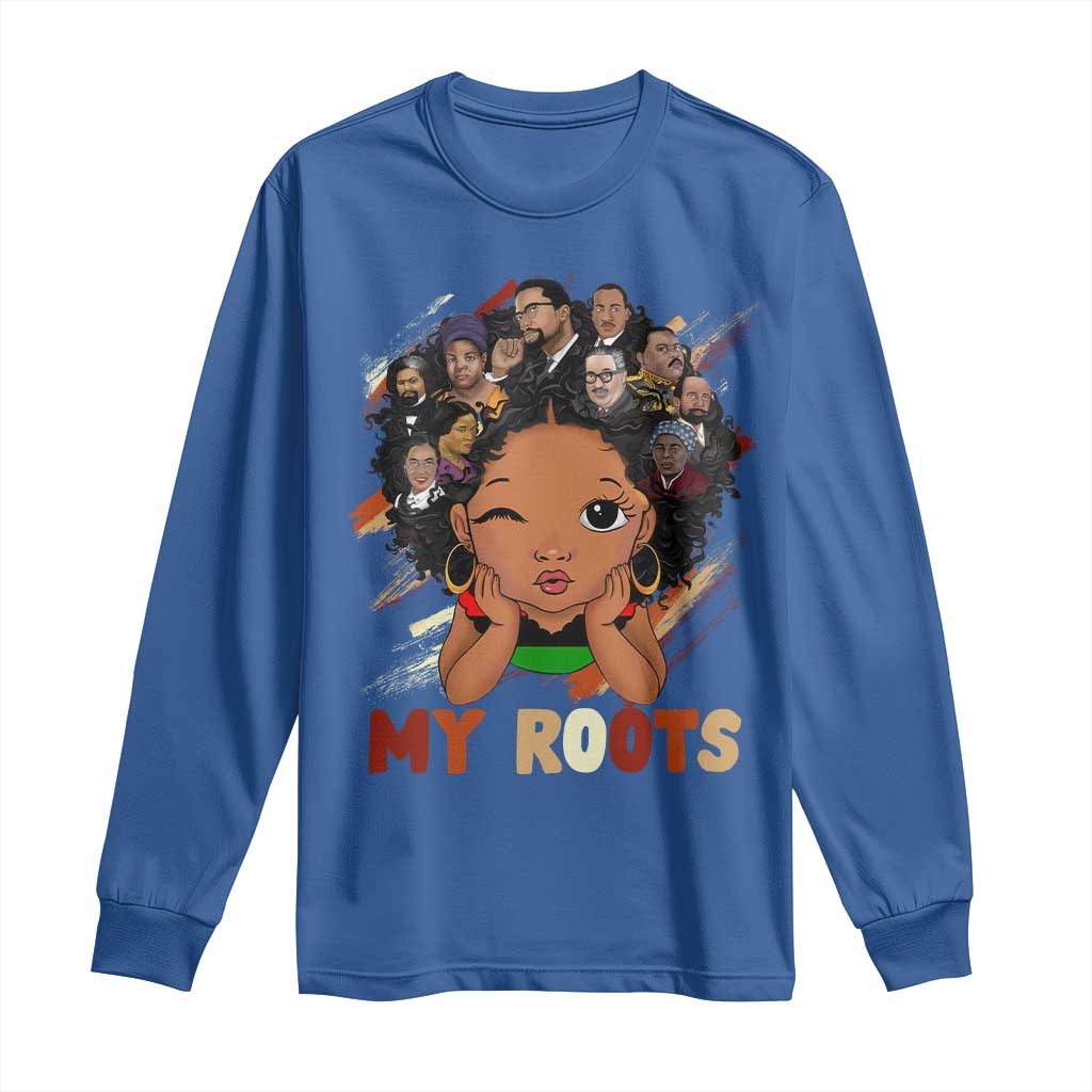 Black African Girl Long Sleeve Shirt Black History Month Juneteenth Gift Afro Empowerment TS10 Royal Blue Print Your Wear