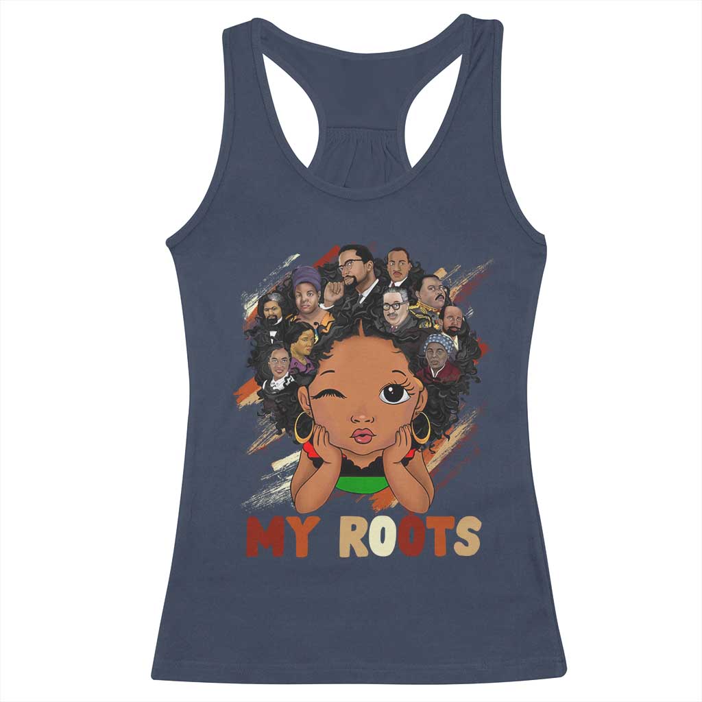Black African Girl Racerback Tank Top Black History Month Juneteenth Gift Afro Empowerment TS10 Navy Print Your Wear