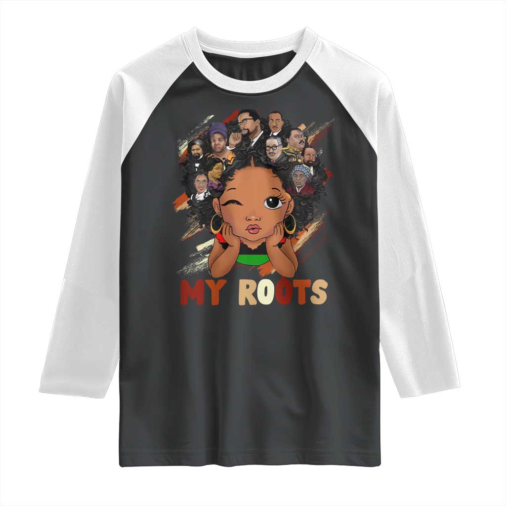 Black African Girl Raglan Shirt Black History Month Juneteenth Gift Afro Empowerment TS10 Black White Print Your Wear