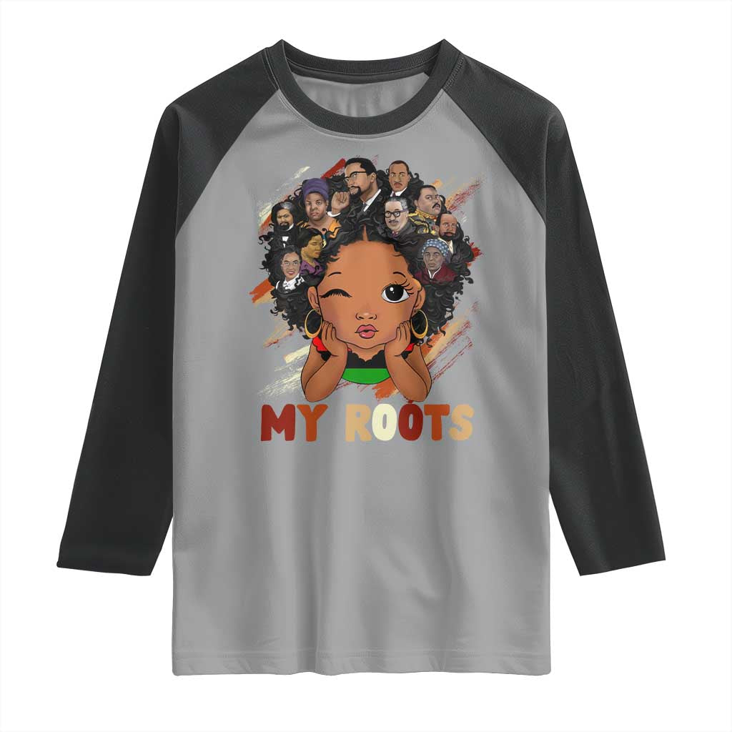 Black African Girl Raglan Shirt Black History Month Juneteenth Gift Afro Empowerment TS10 Sport Gray Black Print Your Wear