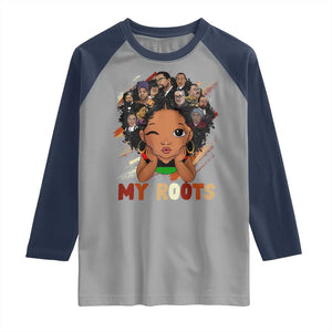 Black African Girl Raglan Shirt Black History Month Juneteenth Gift Afro Empowerment TS10 Sport Gray Navy Print Your Wear