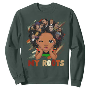 Black African Girl Sweatshirt Black History Month Juneteenth Gift Afro Empowerment TS10 Dark Forest Green Print Your Wear