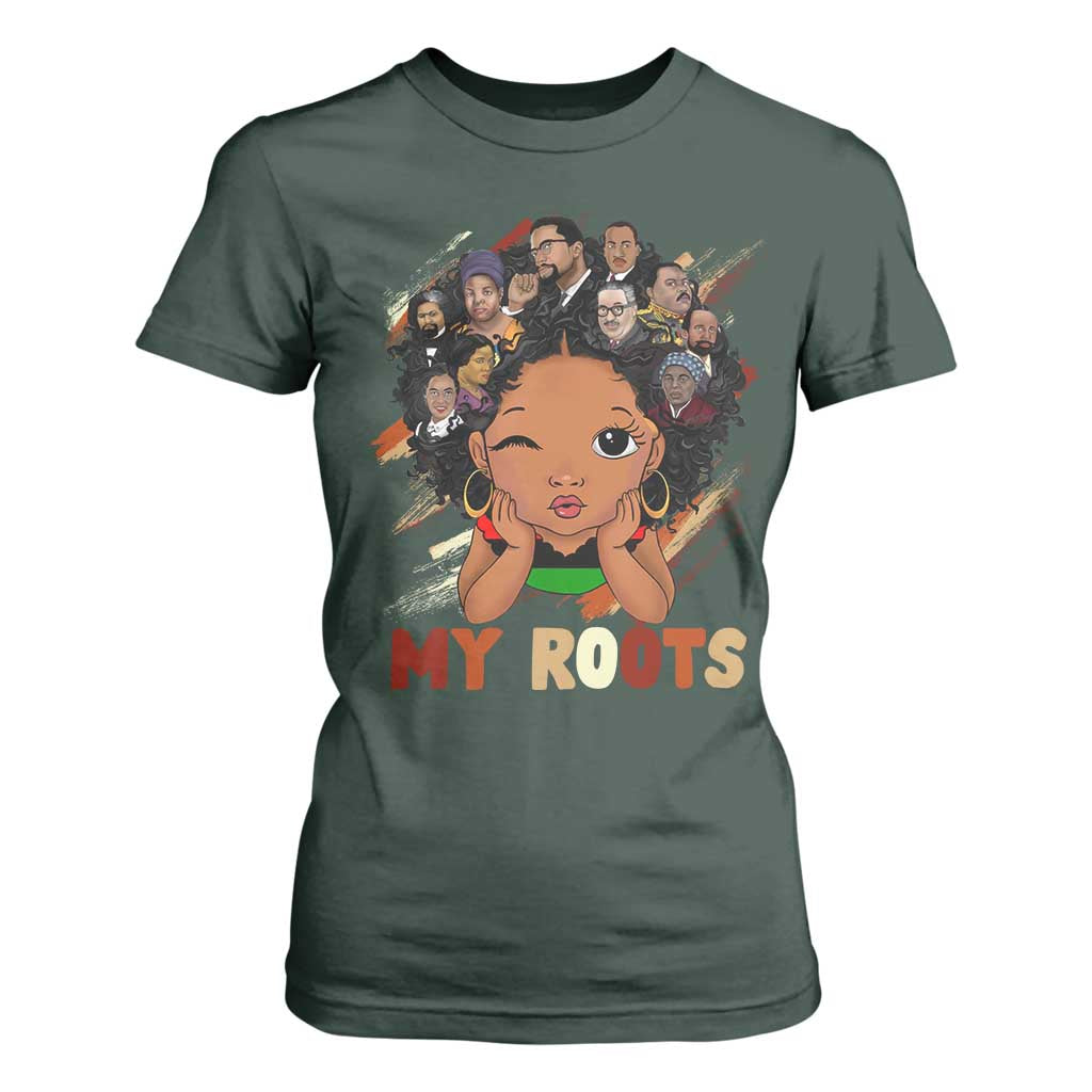 Black African Girl T Shirt For Women Black History Month Juneteenth Gift Afro Empowerment TS10 Dark Forest Green Print Your Wear
