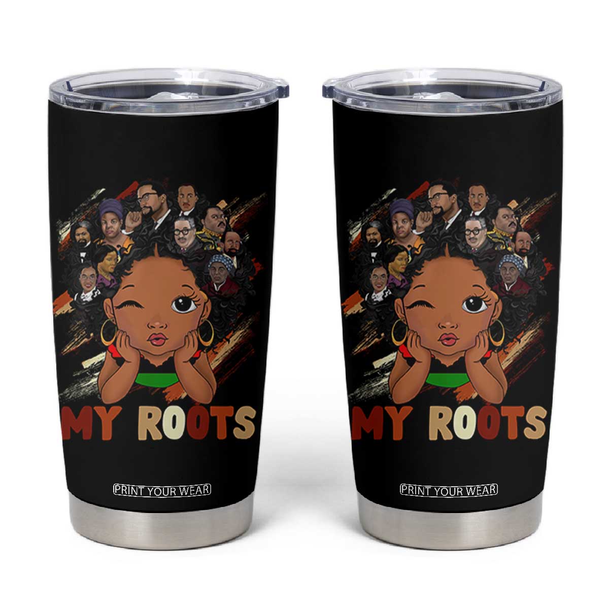 Black African Girl Tumbler Cup Black History Month Juneteenth Gift Afro Empowerment TS10 Black Print Your Wear
