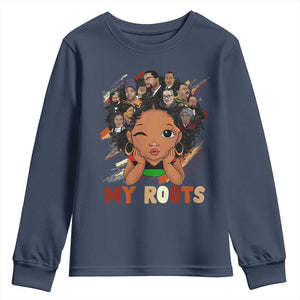 Black African Girl Youth Sweatshirt Black History Month Juneteenth Gift Afro Empowerment TS10 Navy Print Your Wear