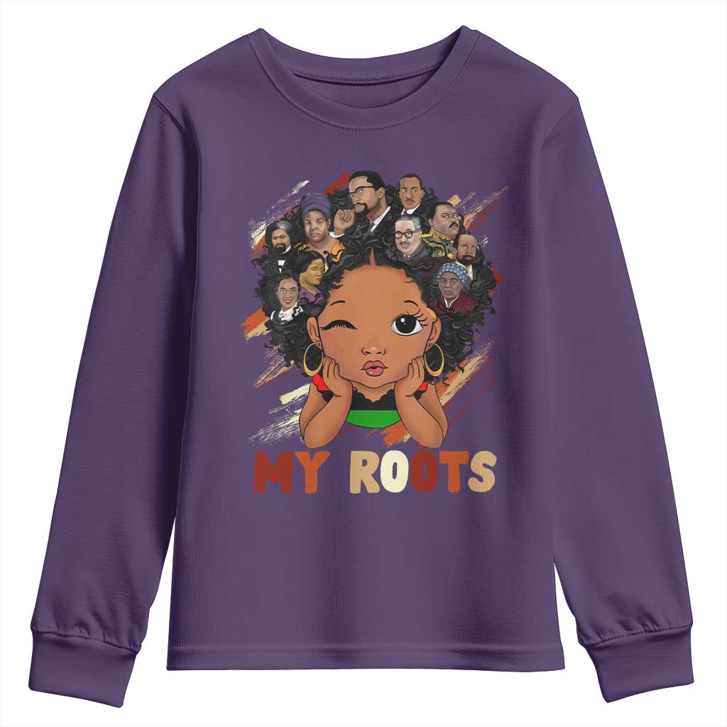 Black African Girl Youth Sweatshirt Black History Month Juneteenth Gift Afro Empowerment TS10 Purple Print Your Wear