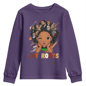Black African Girl Youth Sweatshirt Black History Month Juneteenth Gift Afro Empowerment TS10 Purple Print Your Wear