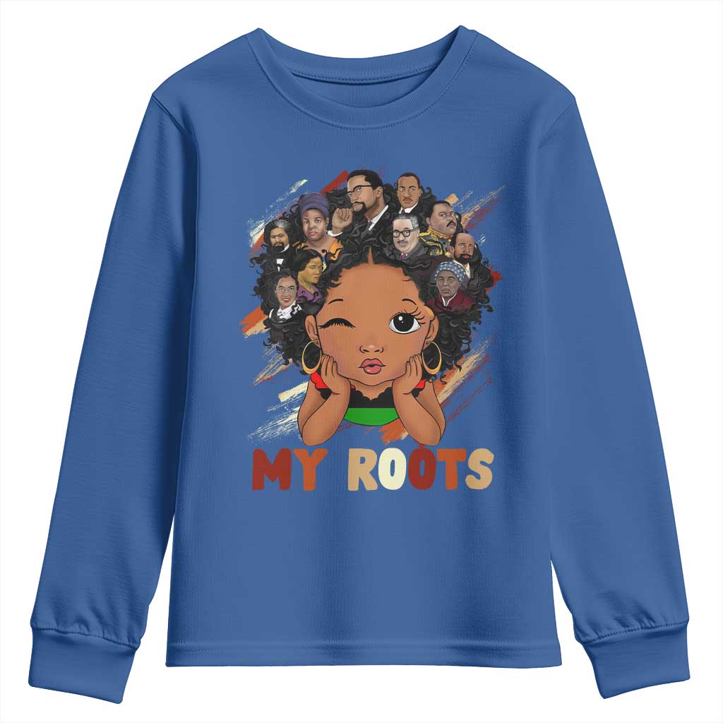 Black African Girl Youth Sweatshirt Black History Month Juneteenth Gift Afro Empowerment TS10 Royal Blue Print Your Wear