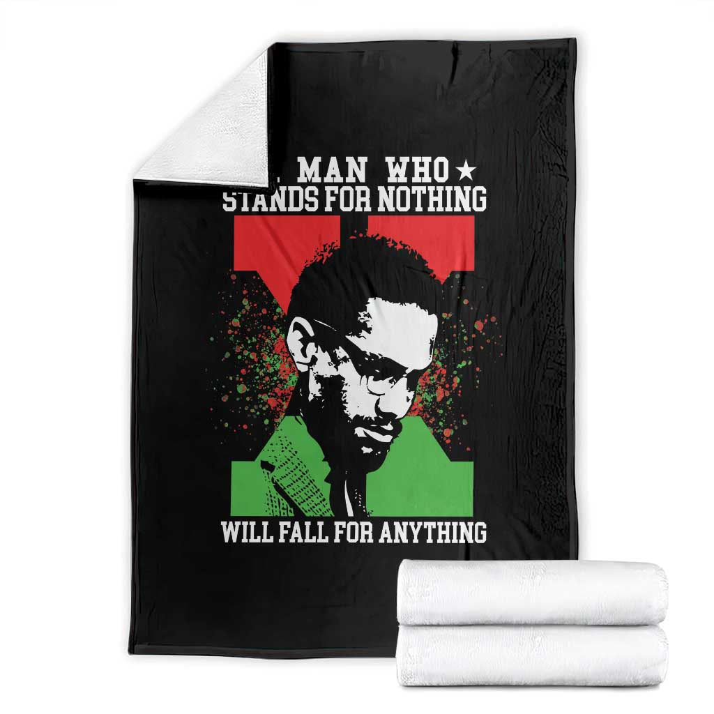 Malcolm X Quote Throw Blanket Retro A Man Who Stands for Nothing Black History TS10 Black Print Your Wear