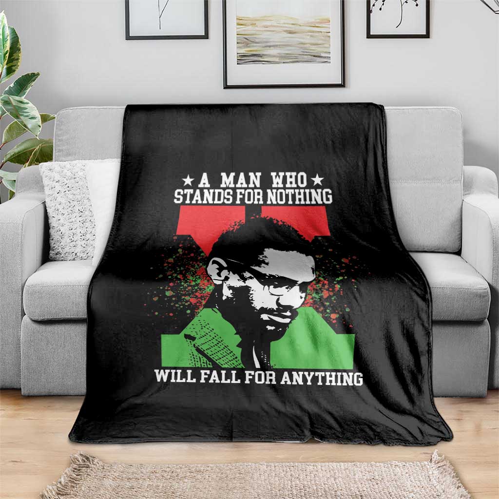 Malcolm X Quote Throw Blanket Retro A Man Who Stands for Nothing Black History TS10 Print Your Wear