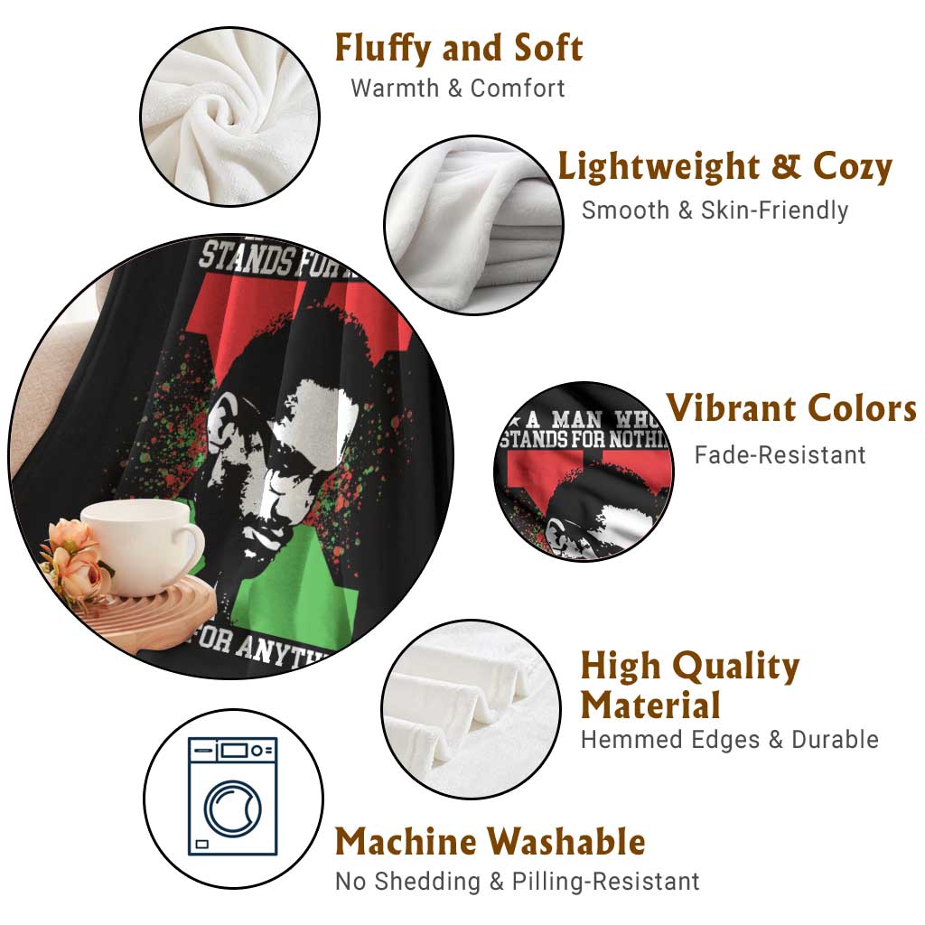 Malcolm X Quote Throw Blanket Retro A Man Who Stands for Nothing Black History TS10 Print Your Wear