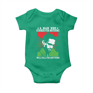 Malcolm X Quote Baby Onesie Retro A Man Who Stands for Nothing Black History TS10 Irish Green Print Your Wear