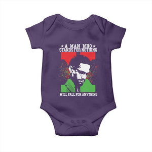 Malcolm X Quote Baby Onesie Retro A Man Who Stands for Nothing Black History TS10 Purple Print Your Wear