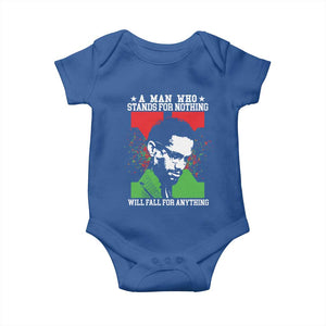 Malcolm X Quote Baby Onesie Retro A Man Who Stands for Nothing Black History TS10 Royal Blue Print Your Wear