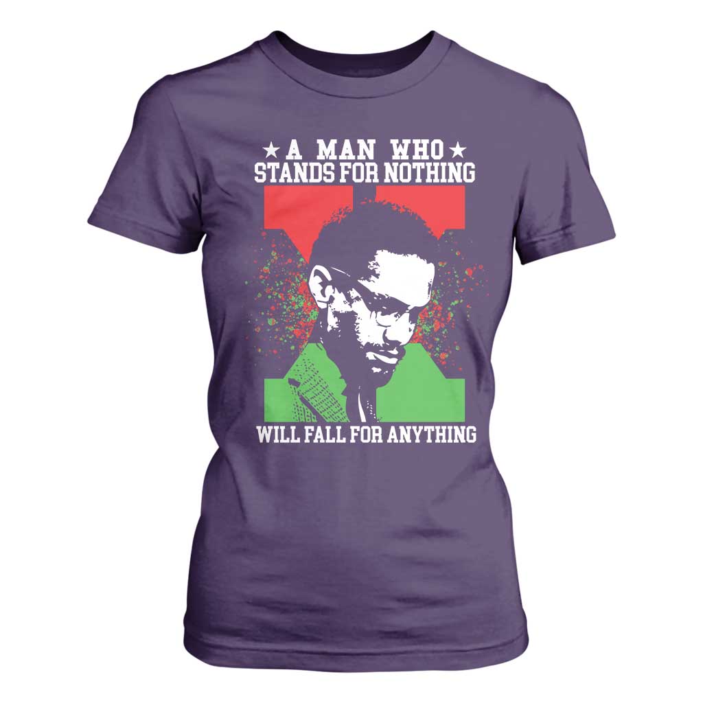 Malcolm X Quote T Shirt For Women Retro A Man Who Stands for Nothing Black History TS10 Purple Print Your Wear