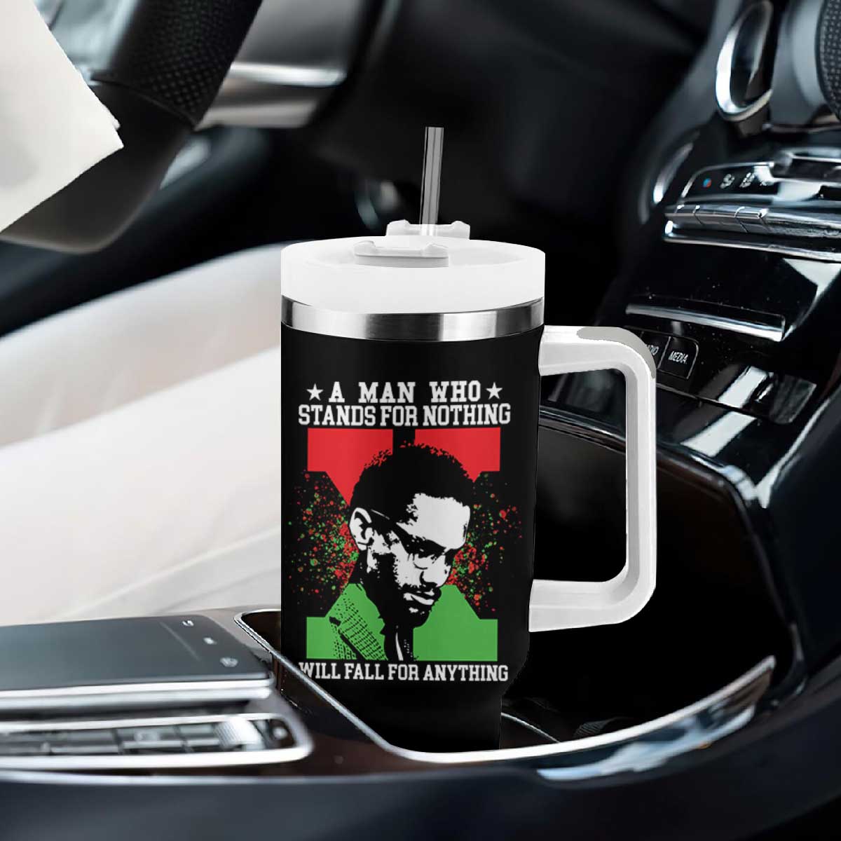 Malcolm X Quote Tumbler With Handle Retro A Man Who Stands for Nothing Black History TS10 Print Your Wear