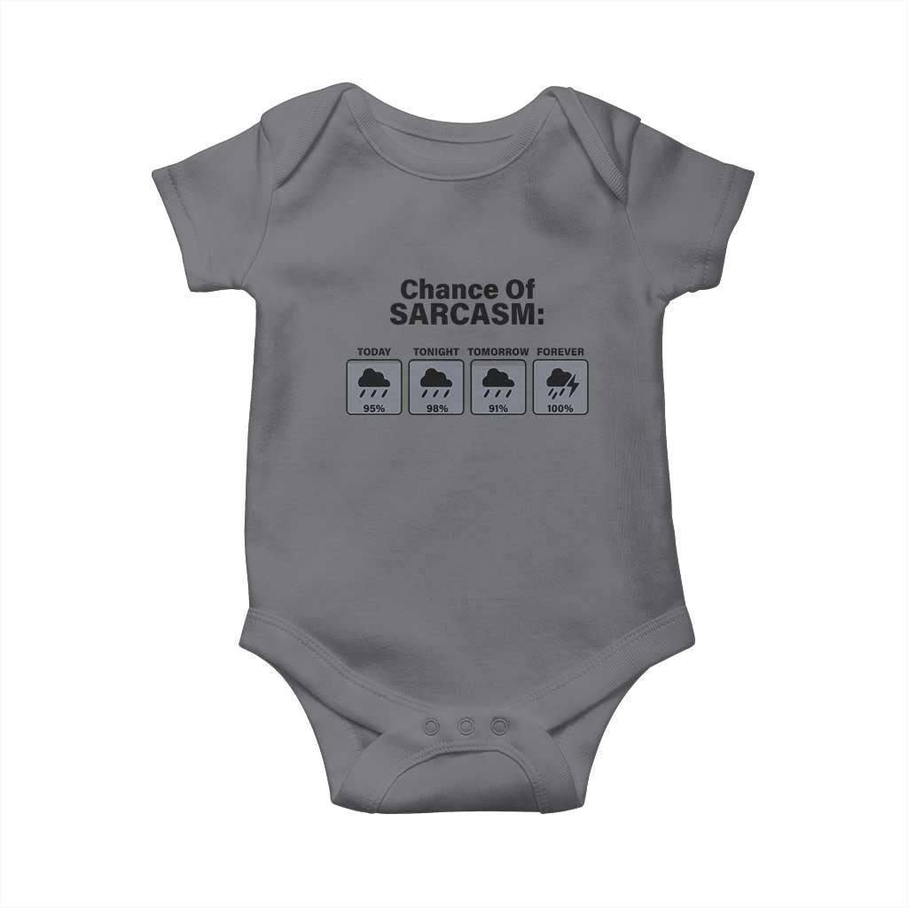 Funny Sarcastic Baby Onesie Chance Of Sarcasm Forecast Weather TS10 Charcoal Print Your Wear